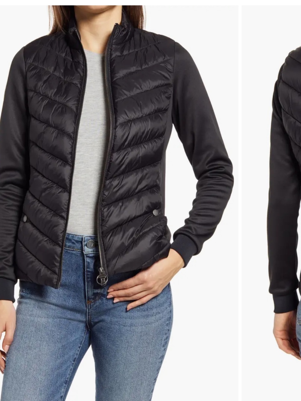 Barbour Hargate Sweat Women's Sweatshirt Quilted Jacket Black